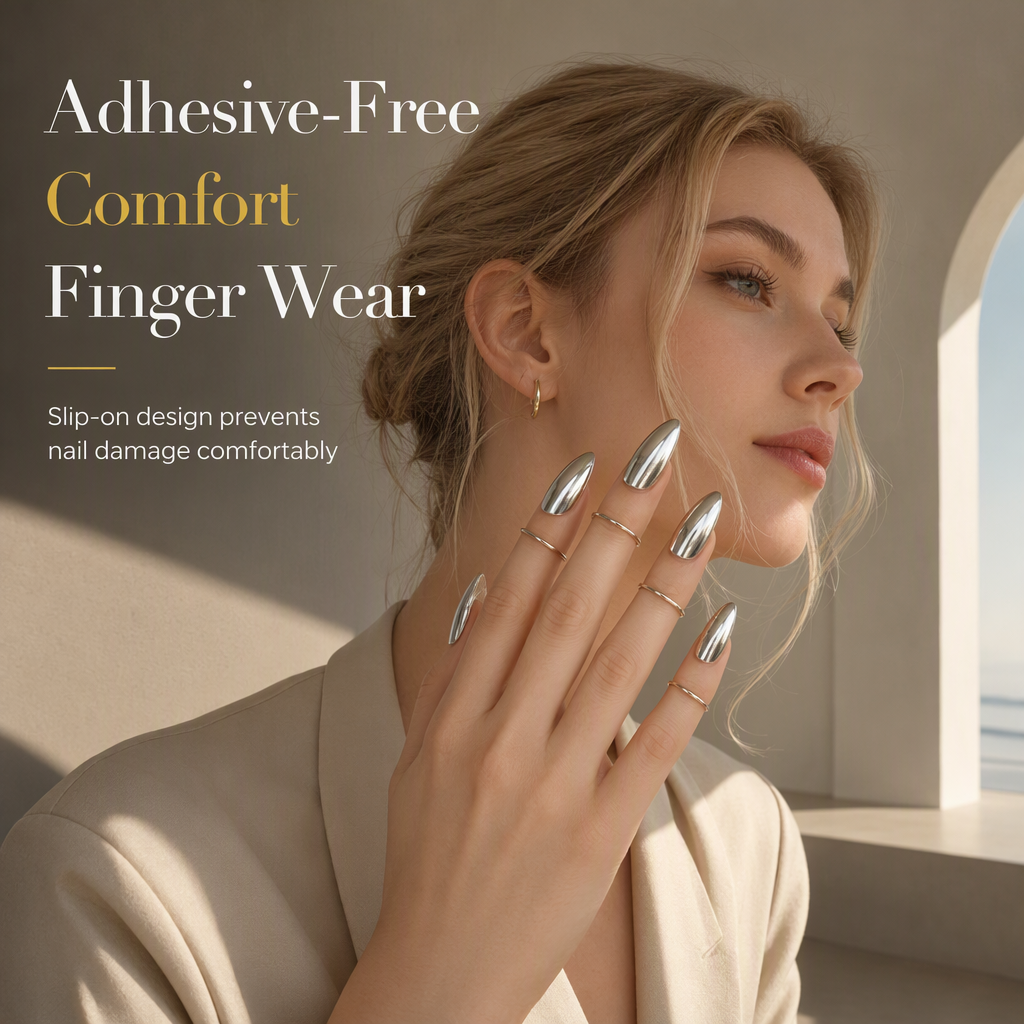 Add Metallic Edge Instantly! Adjustable Fingertip Nail Rings