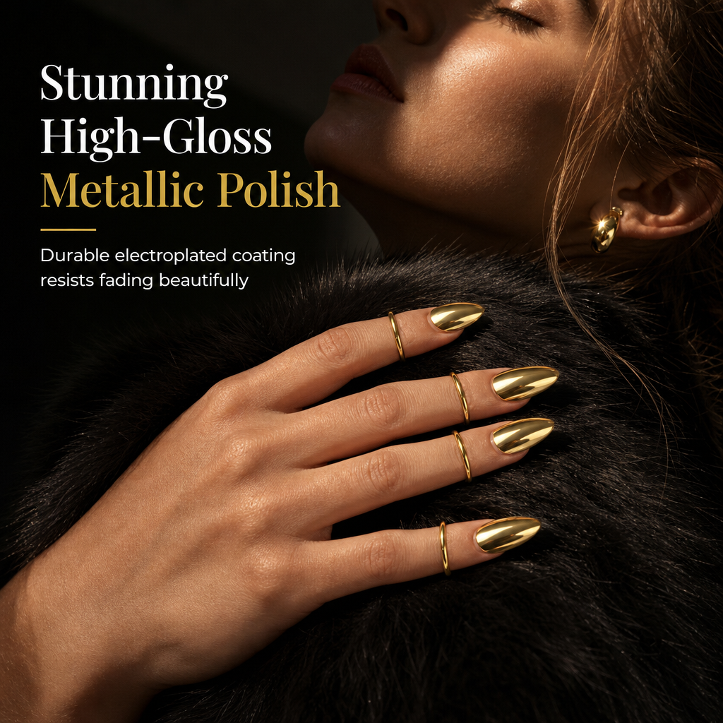 Add Metallic Edge Instantly! Adjustable Fingertip Nail Rings