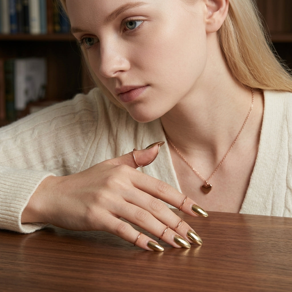 Add Metallic Edge Instantly! Adjustable Fingertip Nail Rings