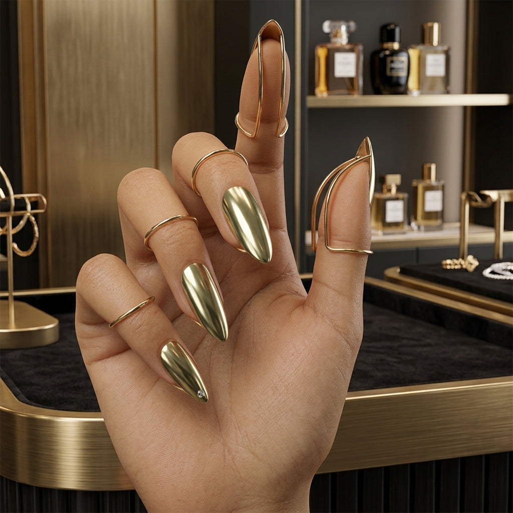 Add Metallic Edge Instantly! Adjustable Fingertip Nail Rings
