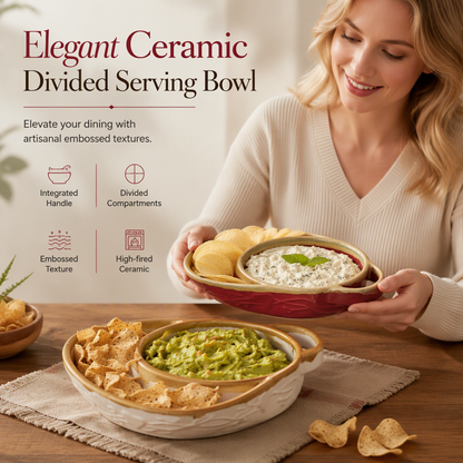 Keep Dips Crisp Instantly! Retro Ceramic Divided Baking Dish