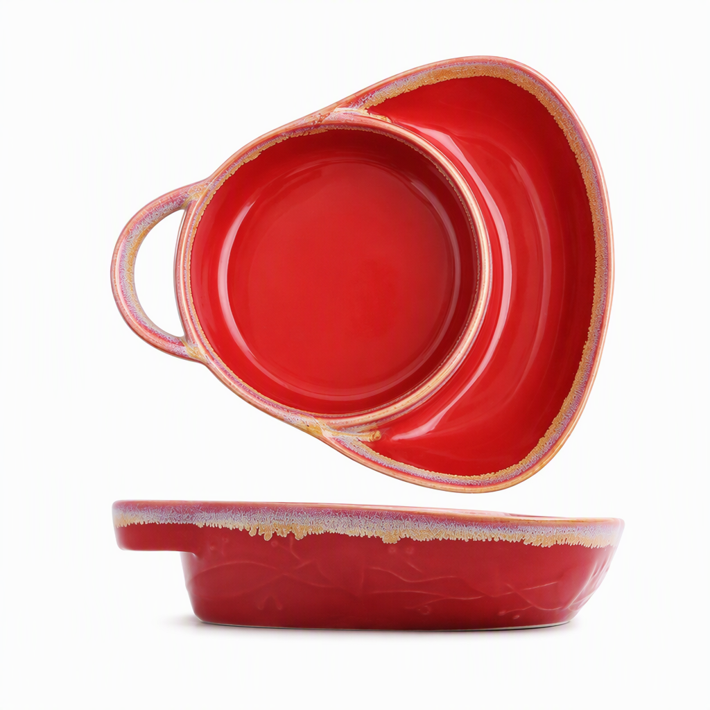 Keep Dips Crisp Instantly! Retro Ceramic Divided Baking Dish