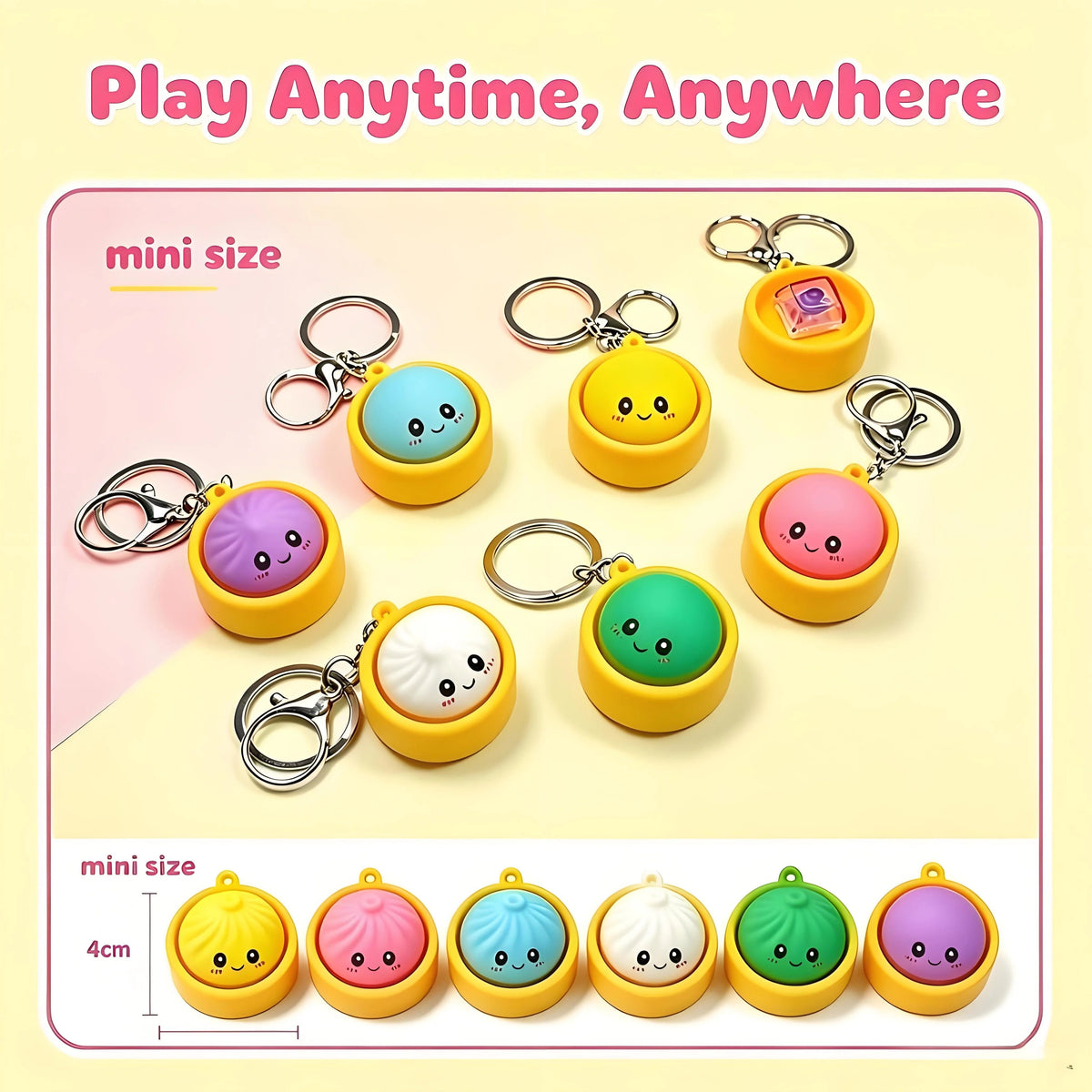 Fidget & Relieve Stress Instantly! Dumpling Push-Button Keychain