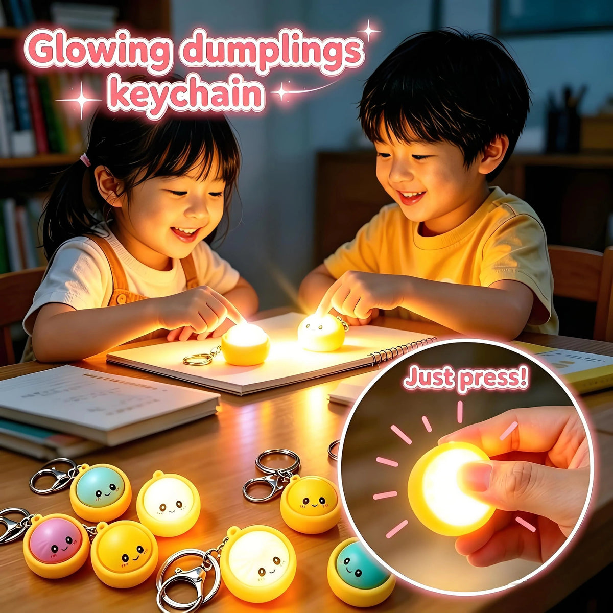 Fidget & Relieve Stress Instantly! Dumpling Push-Button Keychain