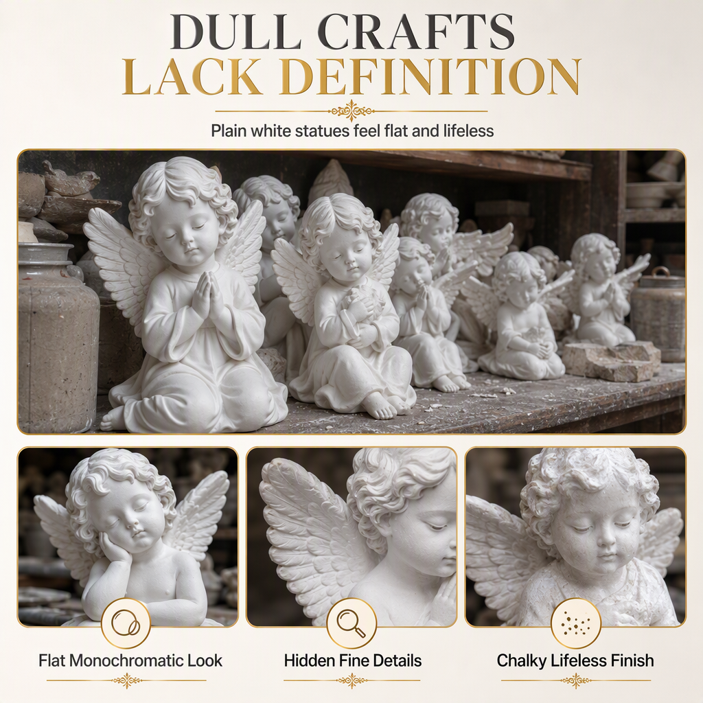 High Gloss Gypsum Angel Statue with Brush