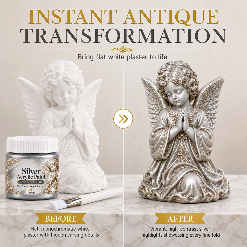 High Gloss Gypsum Angel Statue with Brush