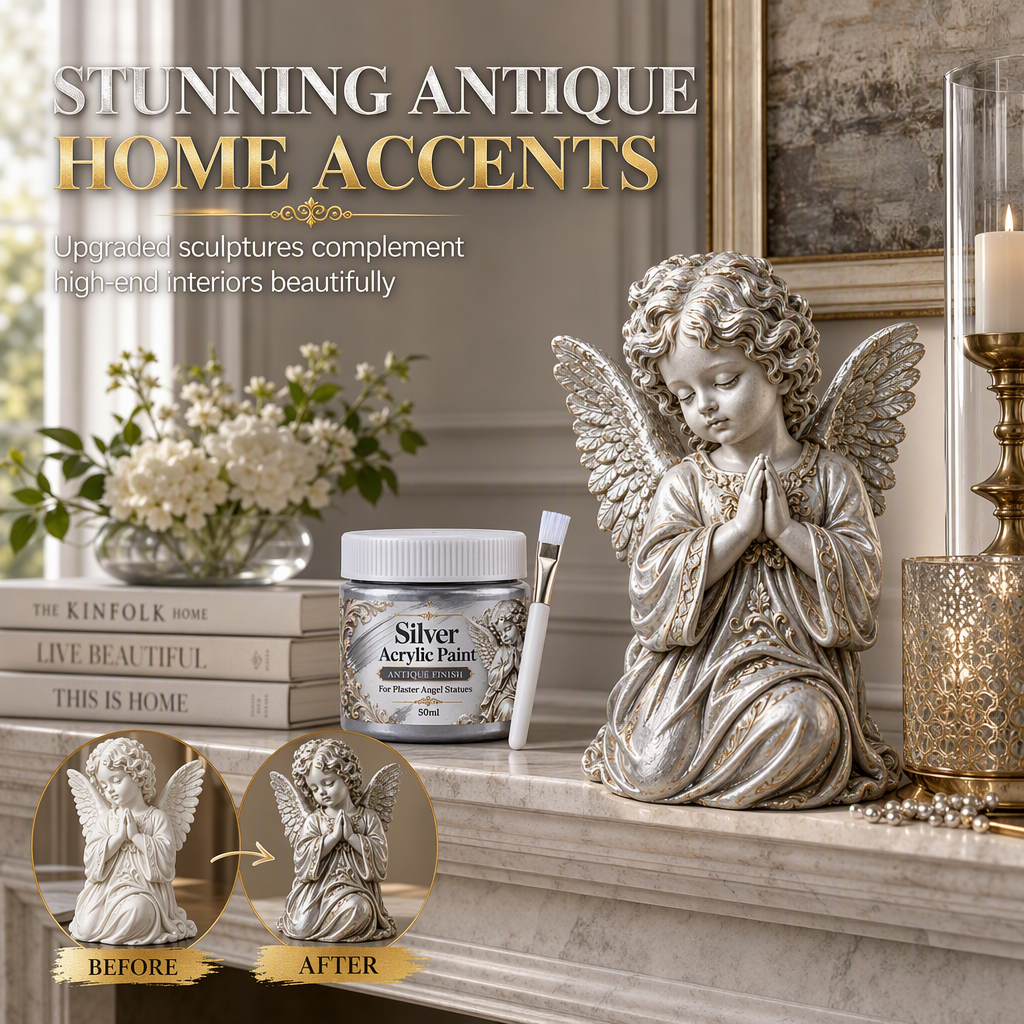 High Gloss Gypsum Angel Statue with Brush