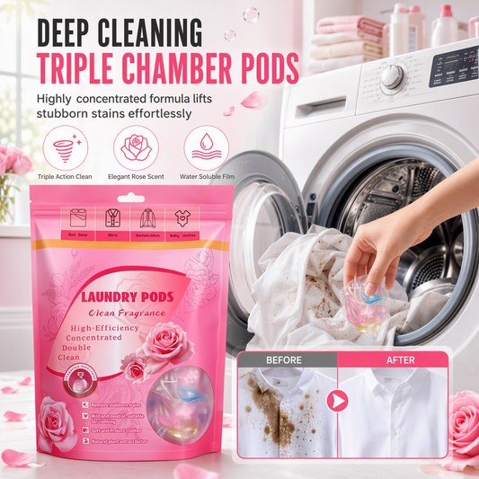 Deep Clean Laundry Instantly! Triple-Chamber Detergent Pods