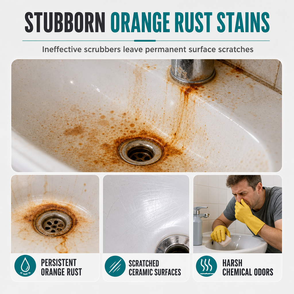 Erase Rust Stains Instantly! Ceramic & Limescale Remover Spray