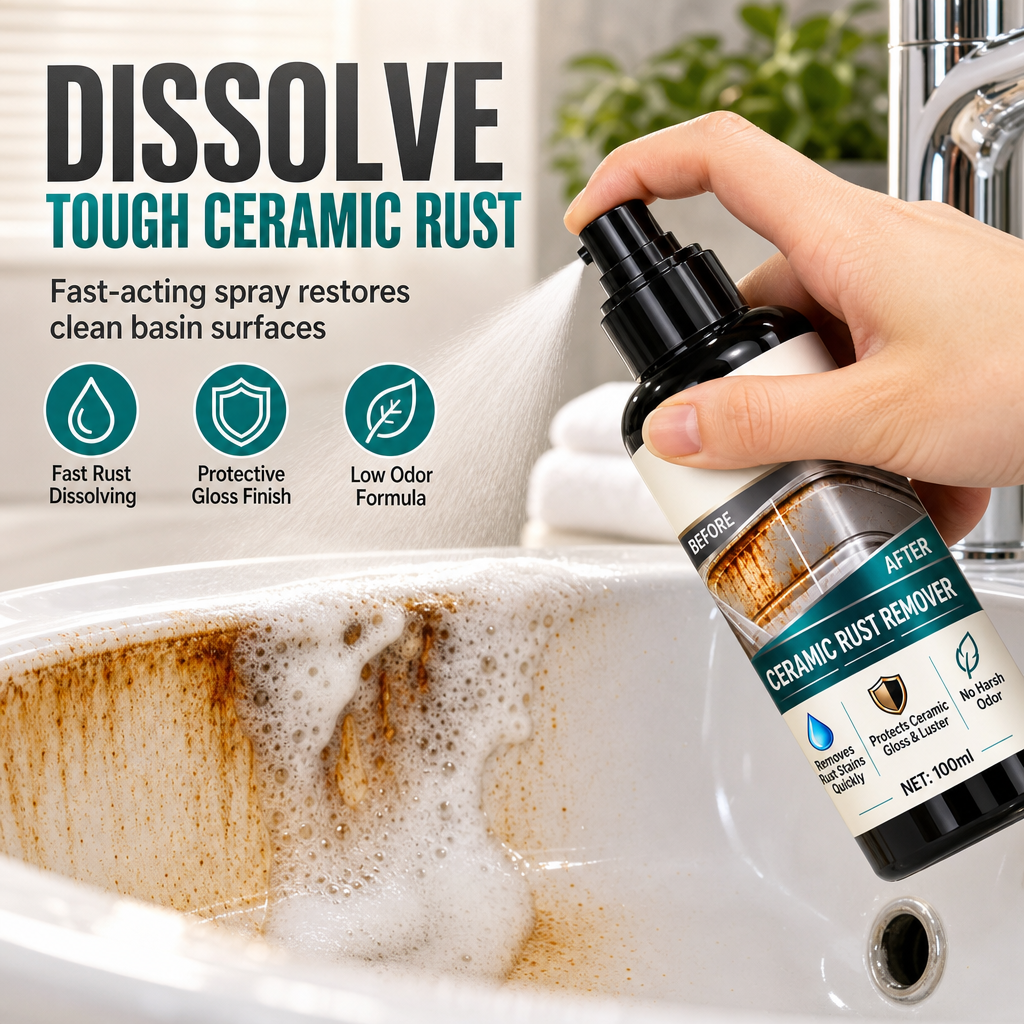 Erase Rust Stains Instantly! Ceramic & Limescale Remover Spray
