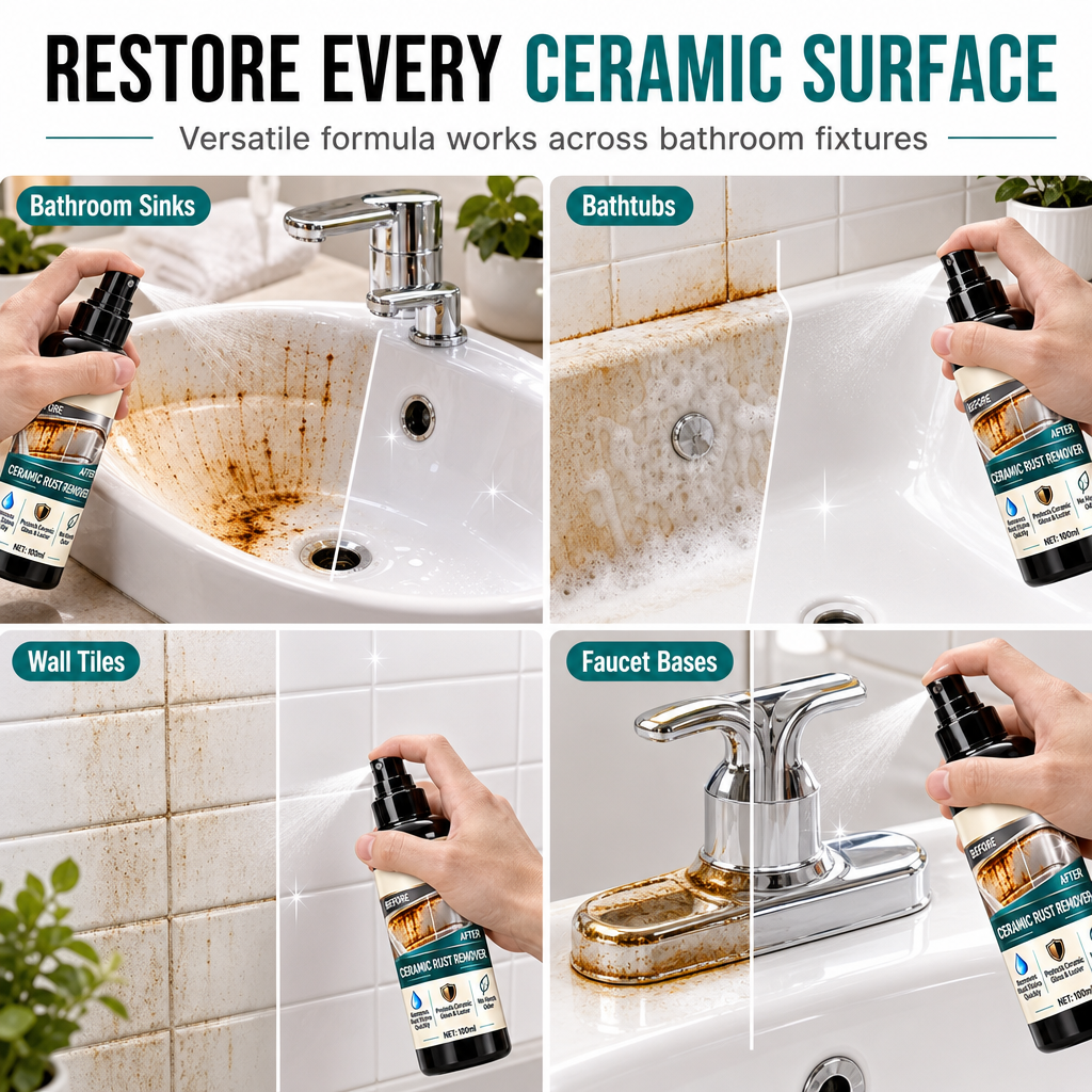 Erase Rust Stains Instantly! Ceramic & Limescale Remover Spray