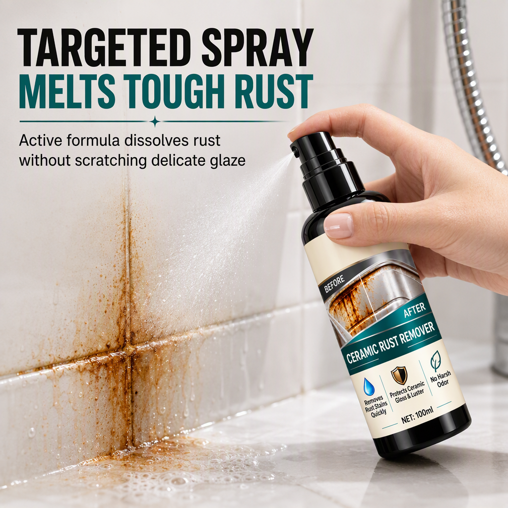Erase Rust Stains Instantly! Ceramic & Limescale Remover Spray