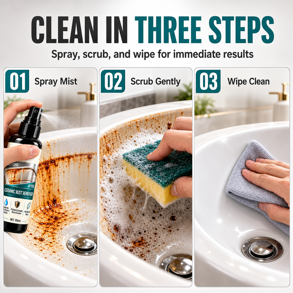 Erase Rust Stains Instantly! Ceramic & Limescale Remover Spray