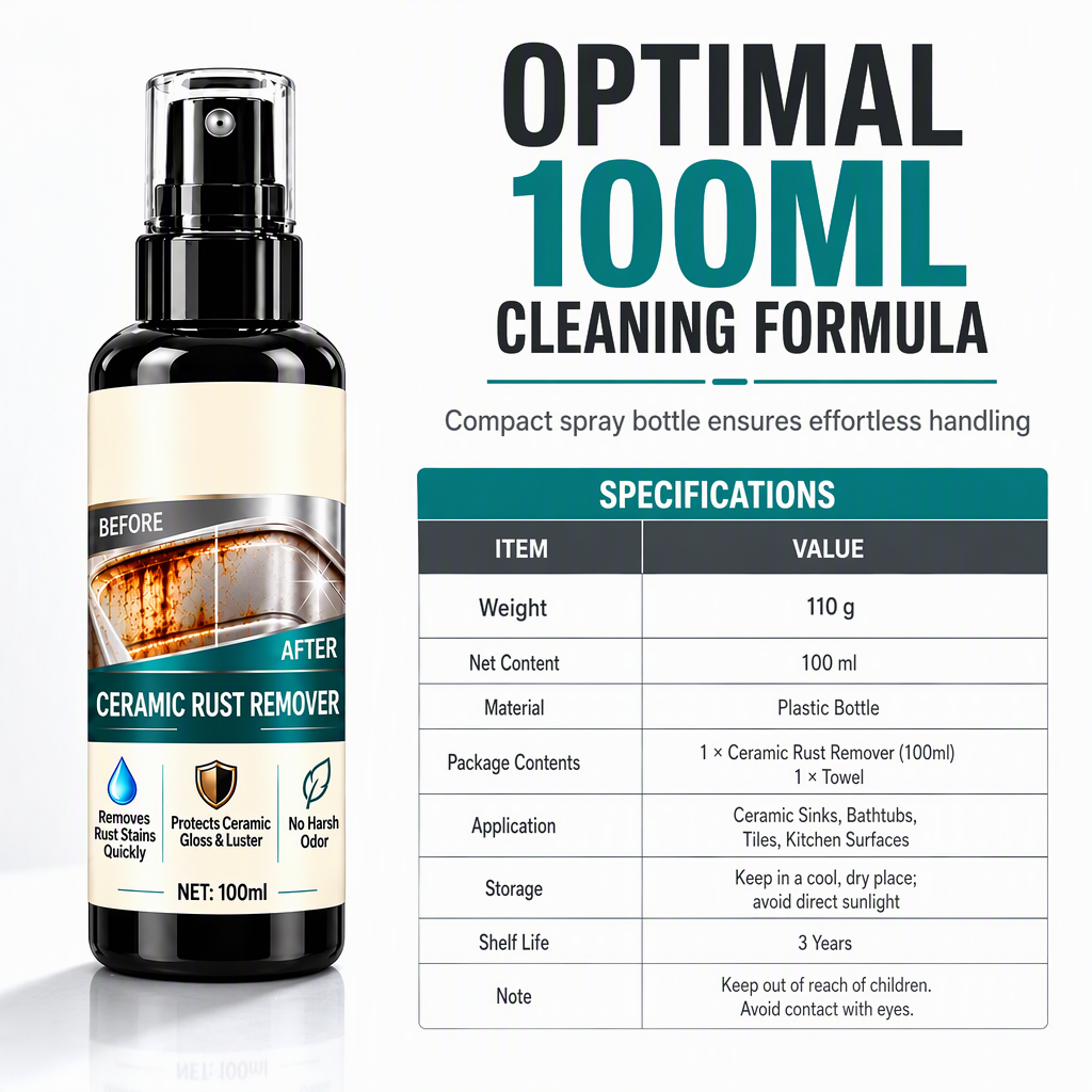 Erase Rust Stains Instantly! Ceramic & Limescale Remover Spray