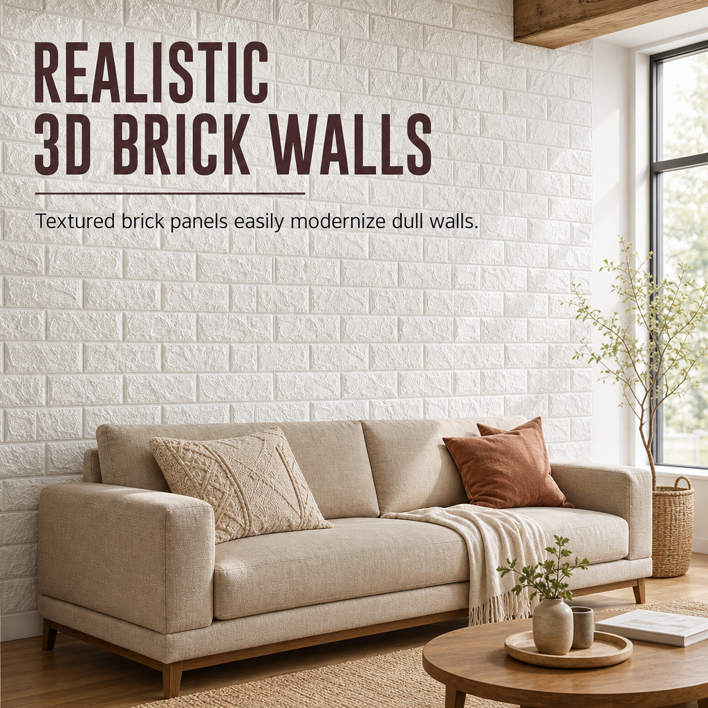 Transform Walls Instantly! Self-Adhesive 3D Brick Panels