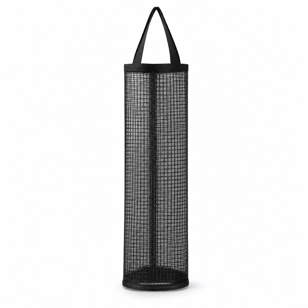 Organize Grocery Bags Instantly! Wall-Mounted Mesh Bag Holder