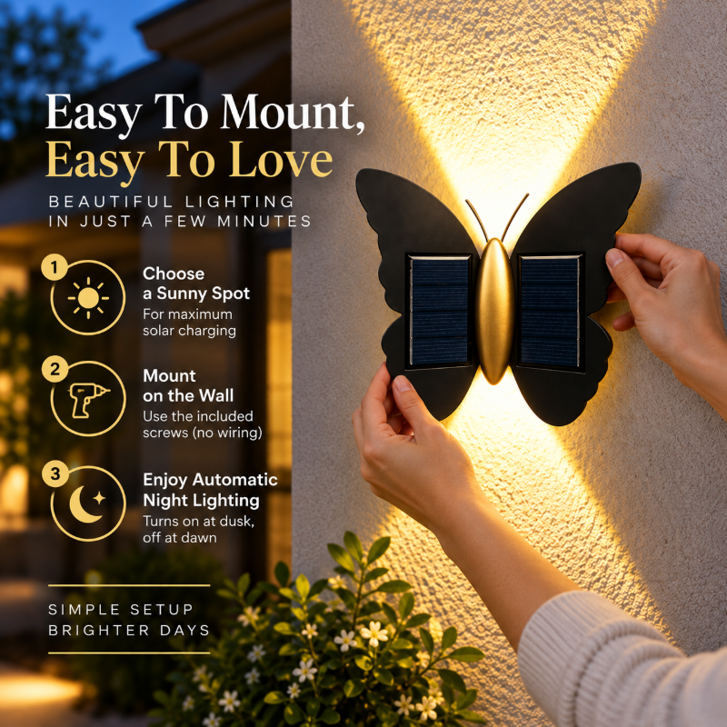 Light Up Walls Instantly! Solar Butterfly Wall Light