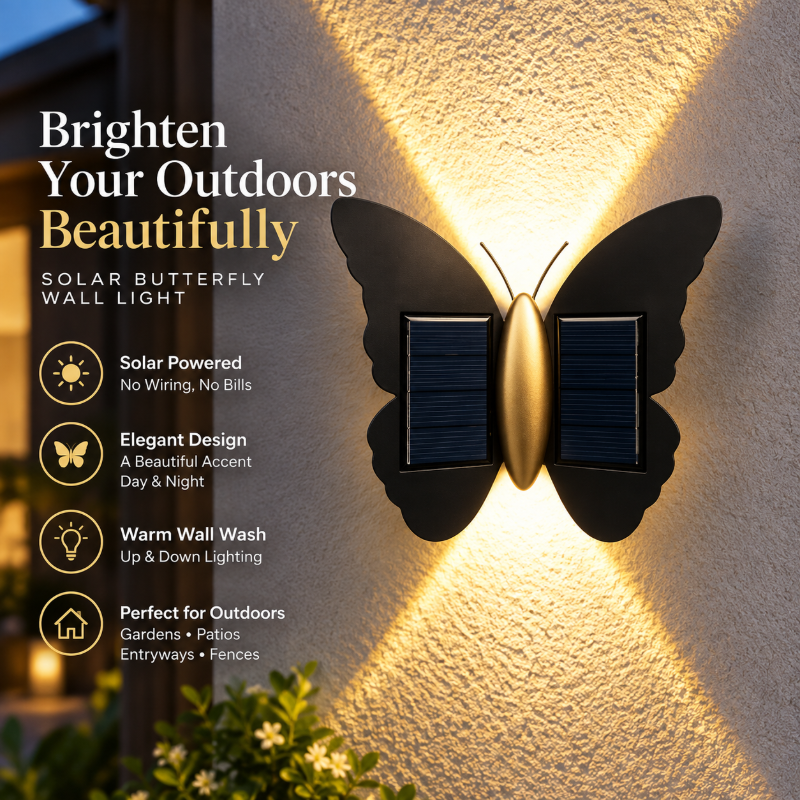 Light Up Walls Instantly! Solar Butterfly Wall Light