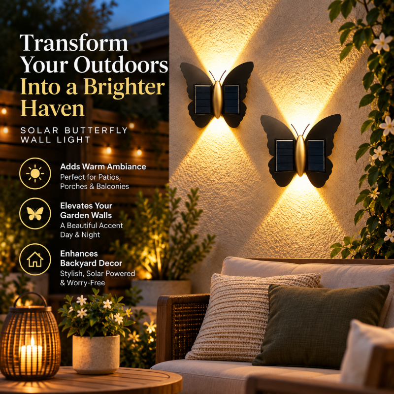 Light Up Walls Instantly! Solar Butterfly Wall Light