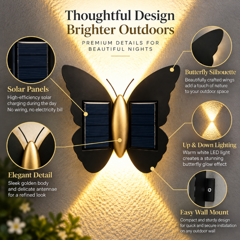 Light Up Walls Instantly! Solar Butterfly Wall Light