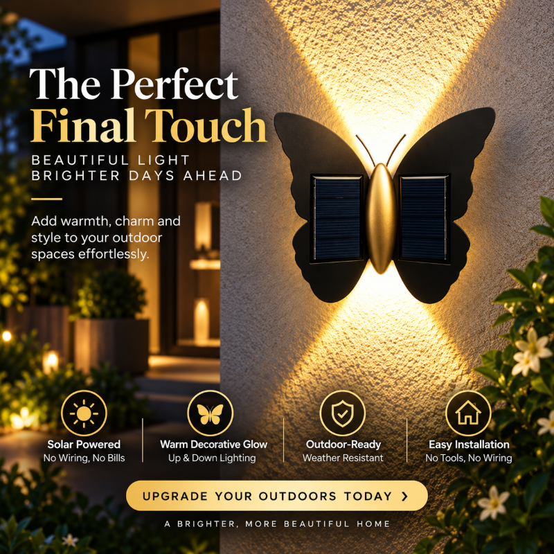 Light Up Walls Instantly! Solar Butterfly Wall Light