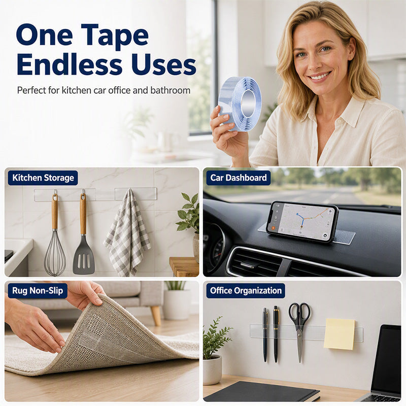 Stick Anything Instantly! Washable Nano Double-Sided Tape