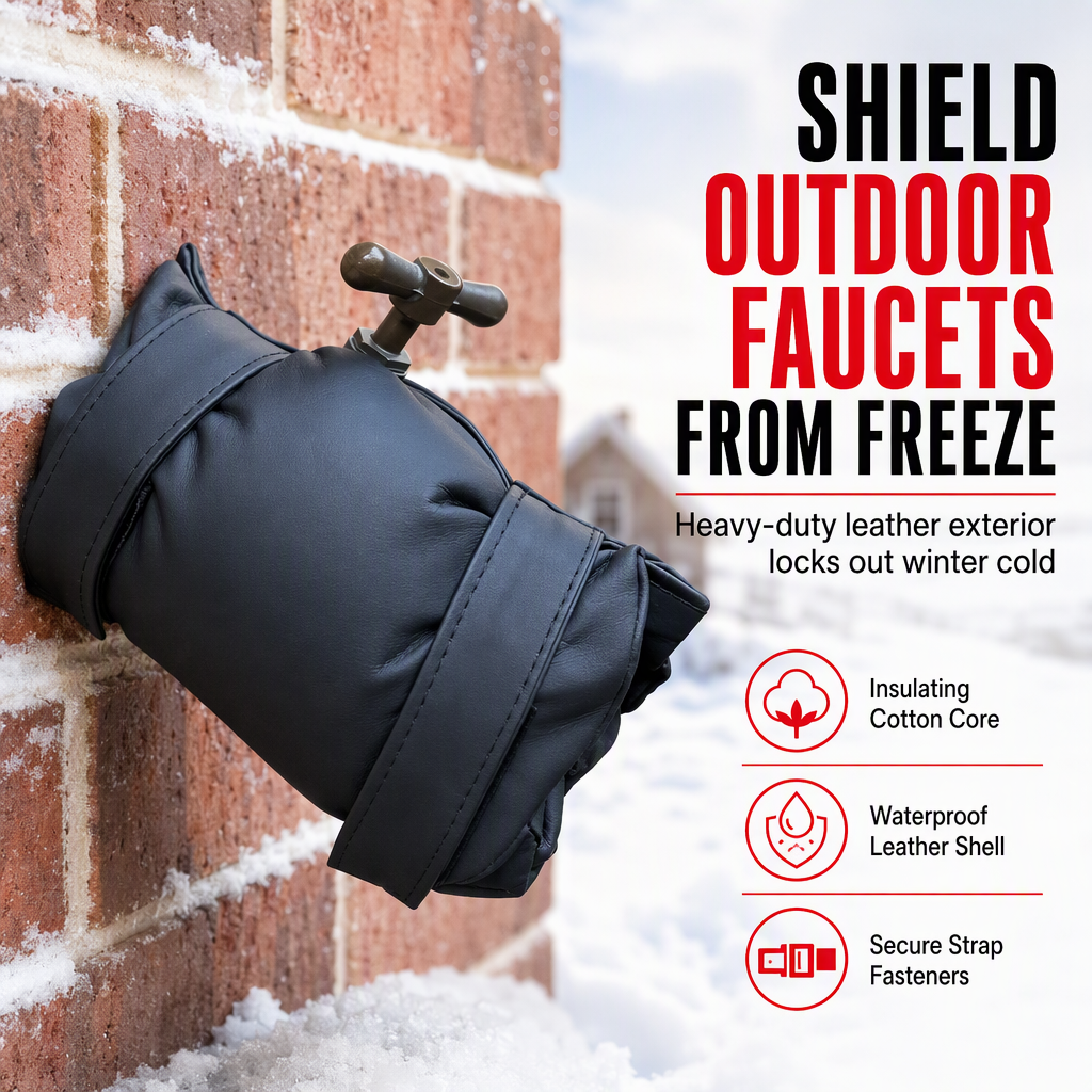 Stop Faucet Freezing Instantly! Waterproof PU Leather Outdoor Faucet Cover