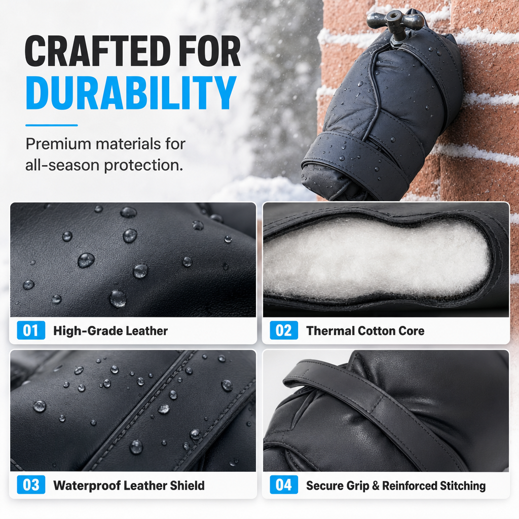 Stop Faucet Freezing Instantly! Waterproof PU Leather Outdoor Faucet Cover