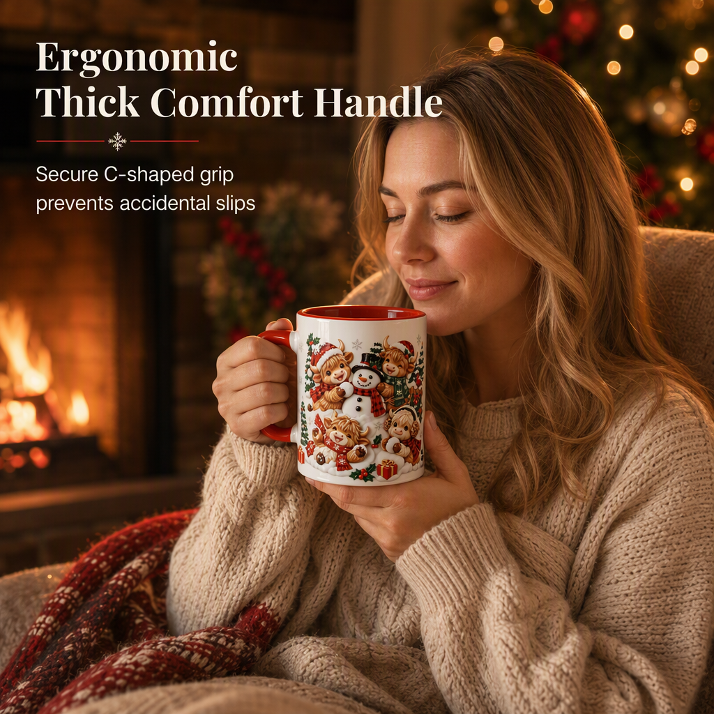 🎅Christmas Gift Sale 50% OFF! ✨Festive Christmas Highland Cow and Snowman Ceramic Mug
