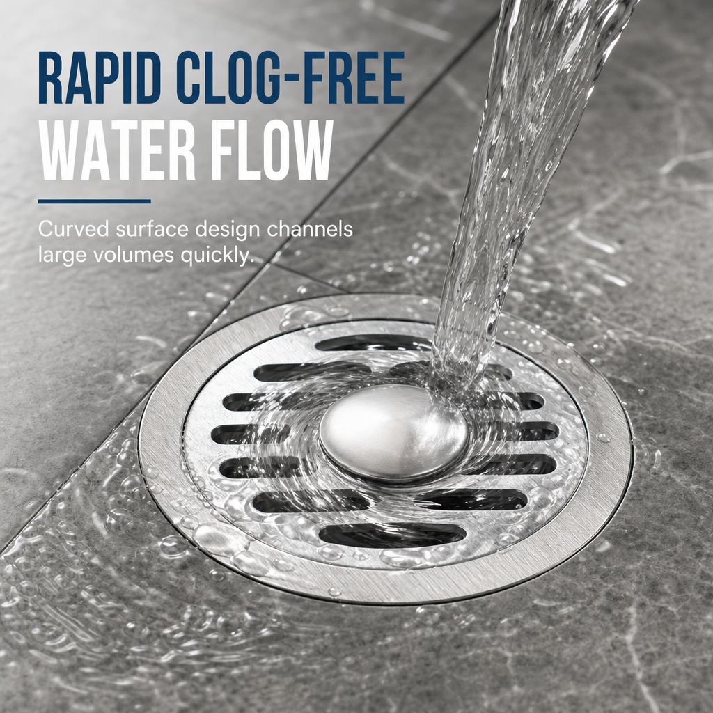 Brushed Stainless Steel Round Floor Drain with Deodorizing Core for Bathroom and Washing Machine