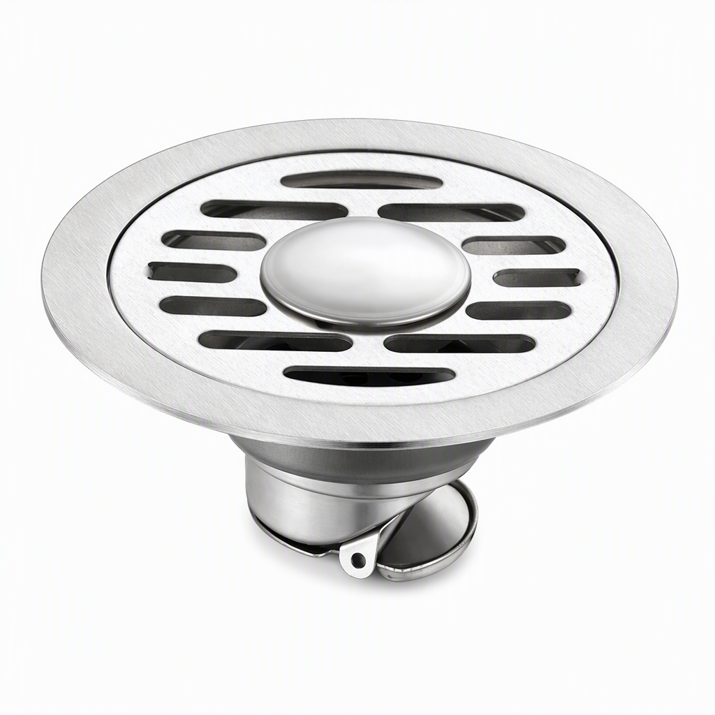 Brushed Stainless Steel Round Floor Drain with Deodorizing Core for Bathroom and Washing Machine