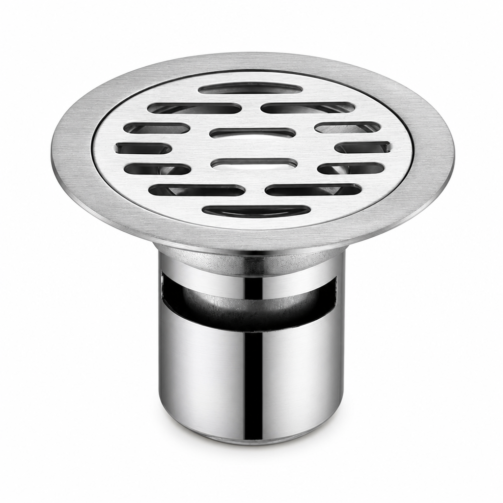 Brushed Stainless Steel Round Floor Drain with Deodorizing Core for Bathroom and Washing Machine