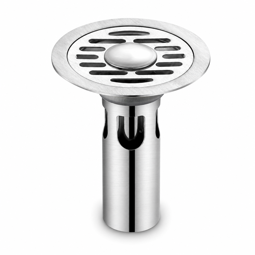Brushed Stainless Steel Round Floor Drain with Deodorizing Core for Bathroom and Washing Machine