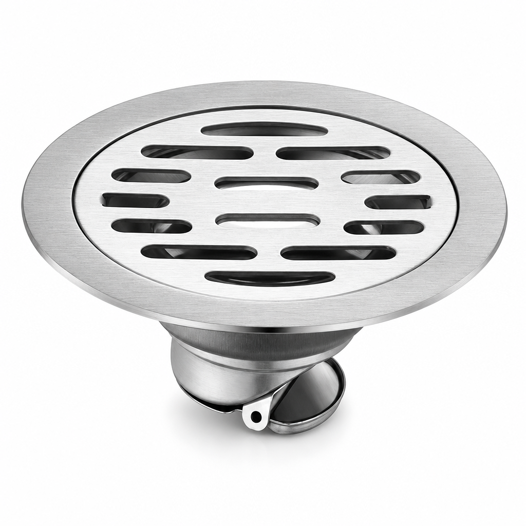 Brushed Stainless Steel Round Floor Drain with Deodorizing Core for Bathroom and Washing Machine