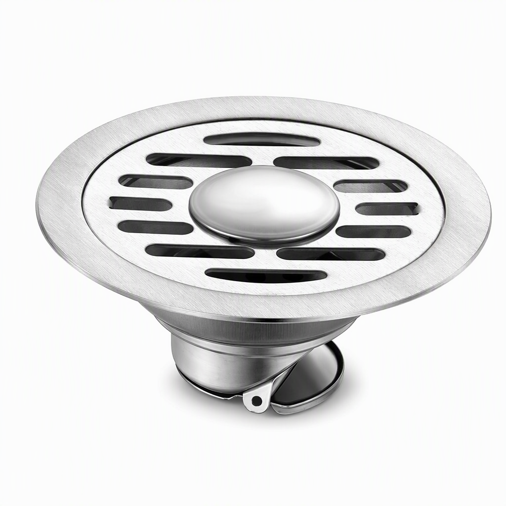 Brushed Stainless Steel Round Floor Drain with Deodorizing Core for Bathroom and Washing Machine