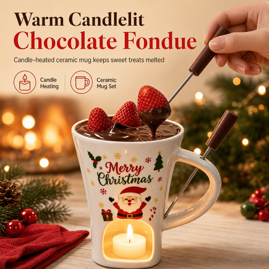 Melt Chocolate Instantly! Candle-Warmed Ceramic Fondue Mug