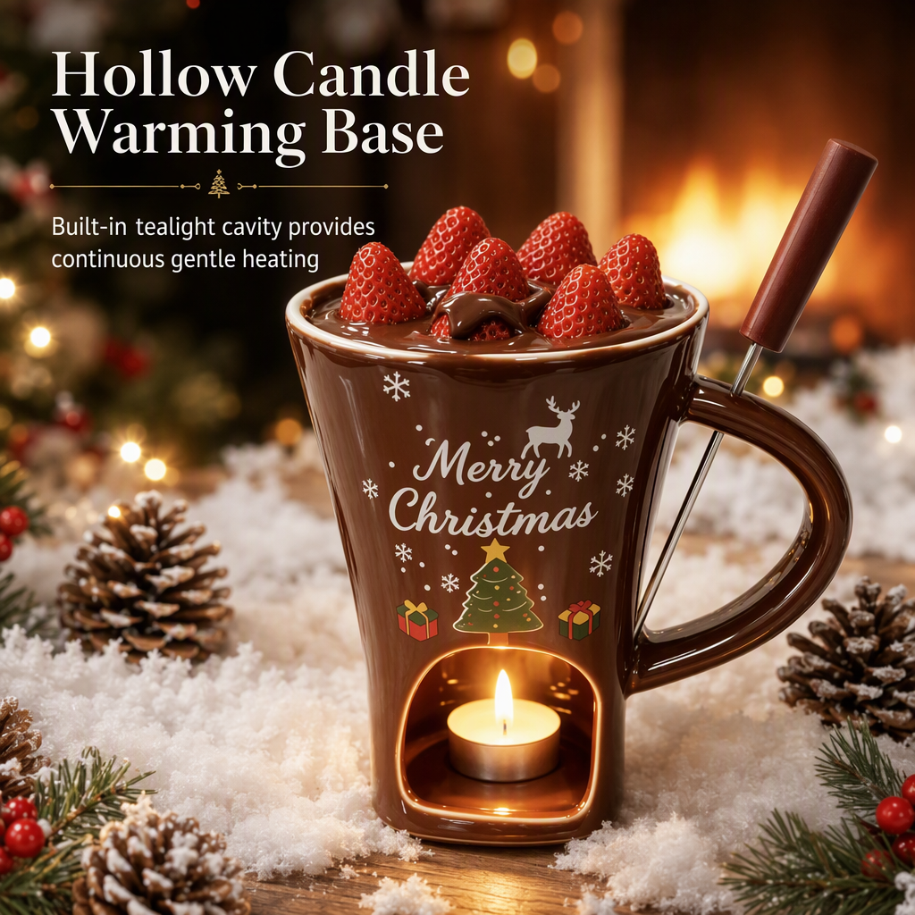 Melt Chocolate Instantly! Candle-Warmed Ceramic Fondue Mug