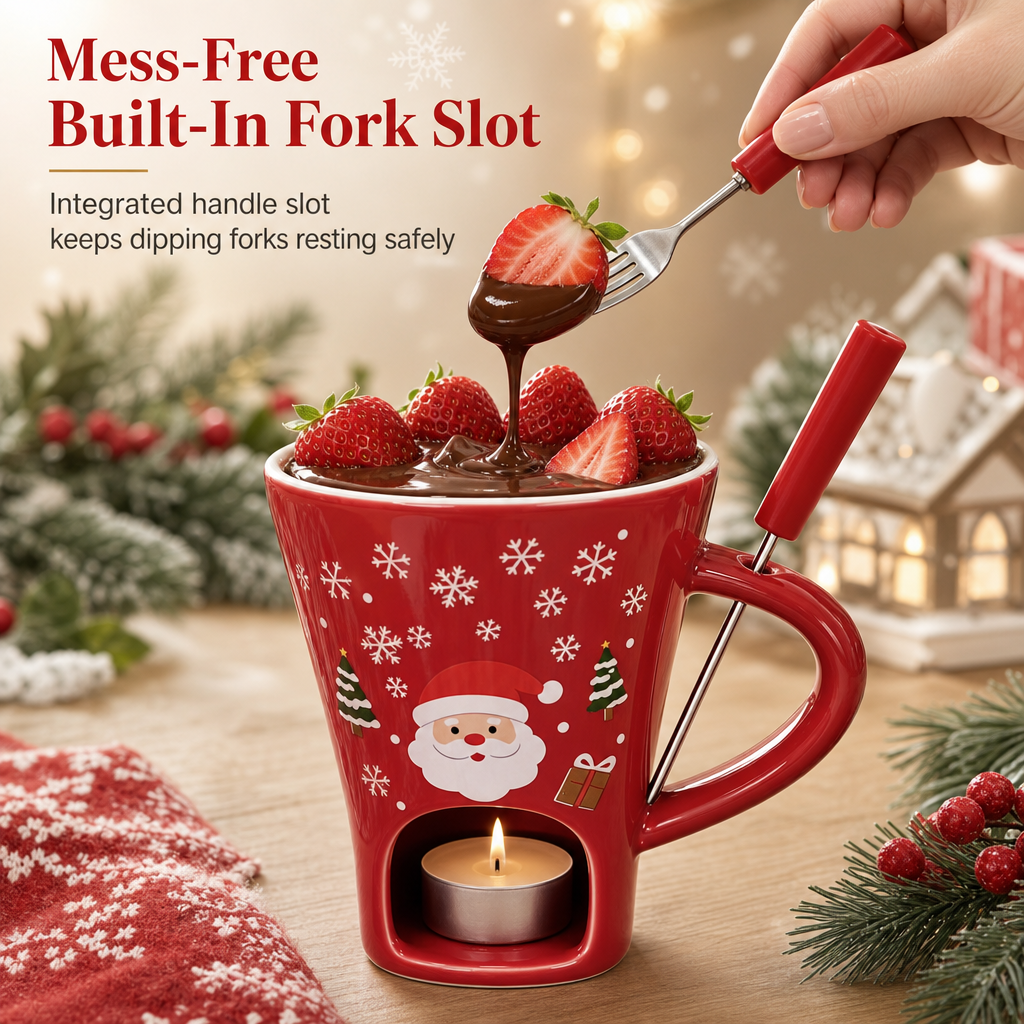 Melt Chocolate Instantly! Candle-Warmed Ceramic Fondue Mug
