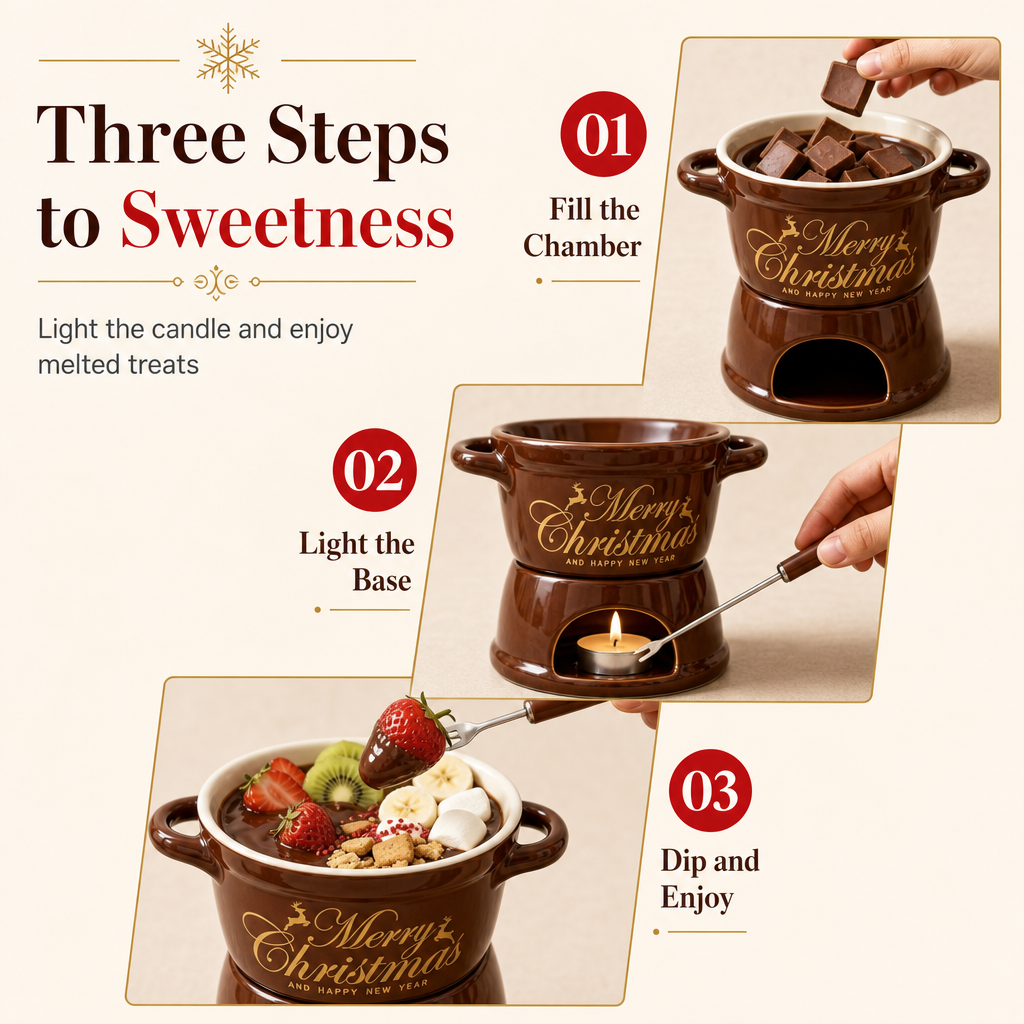 Melt Chocolate Instantly! Candle-Warmed Ceramic Fondue Mug