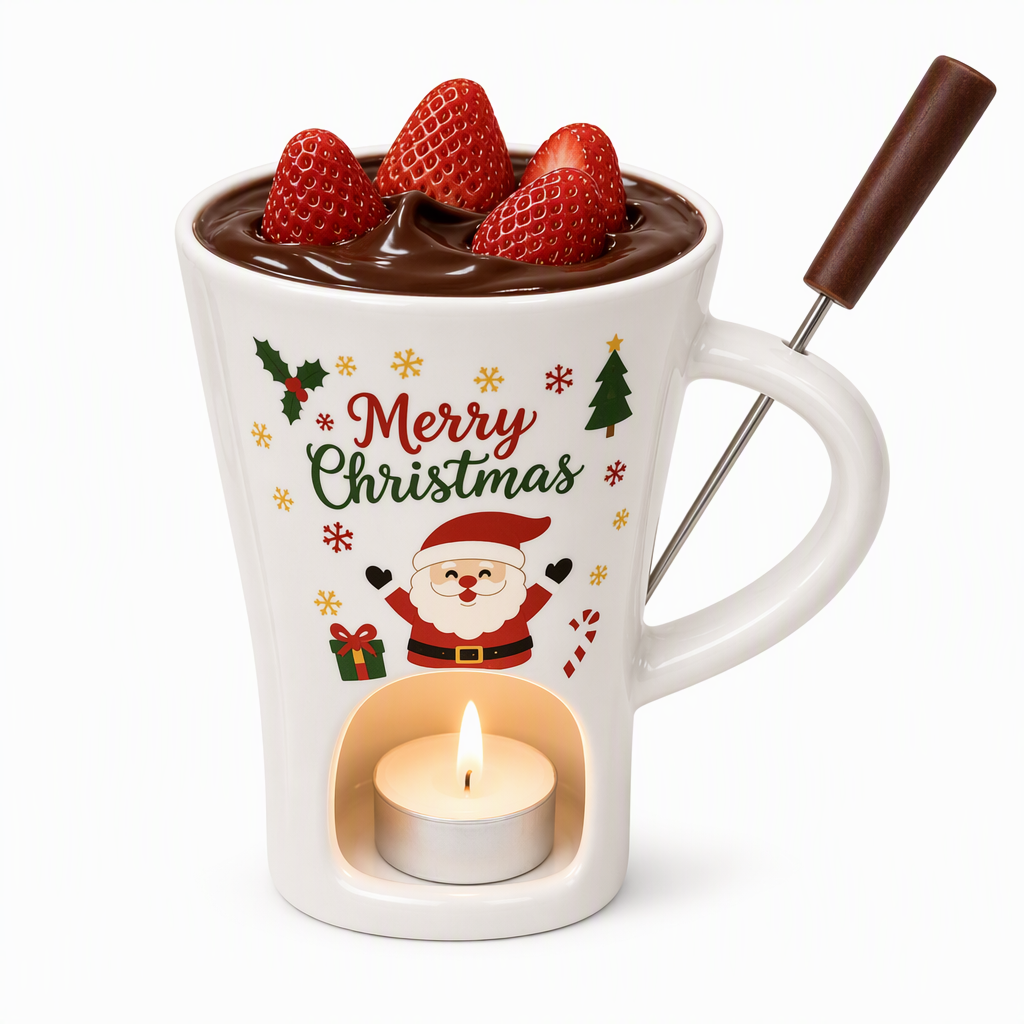 Melt Chocolate Instantly! Candle-Warmed Ceramic Fondue Mug