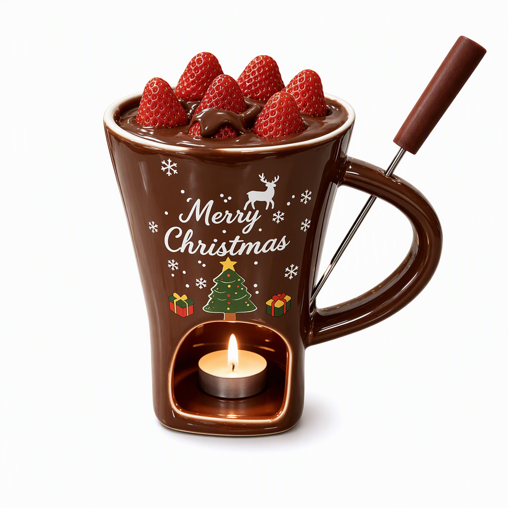 Melt Chocolate Instantly! Candle-Warmed Ceramic Fondue Mug