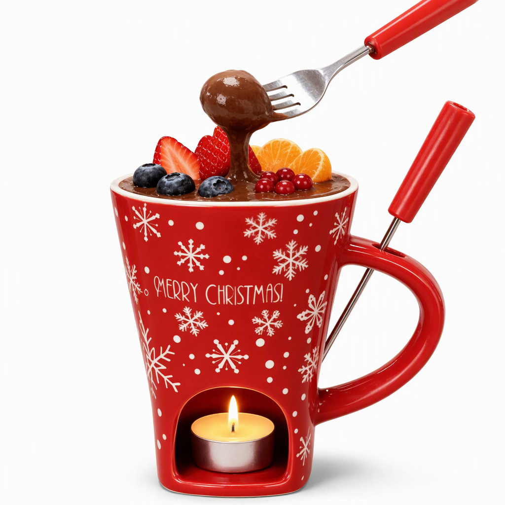 Melt Chocolate Instantly! Candle-Warmed Ceramic Fondue Mug