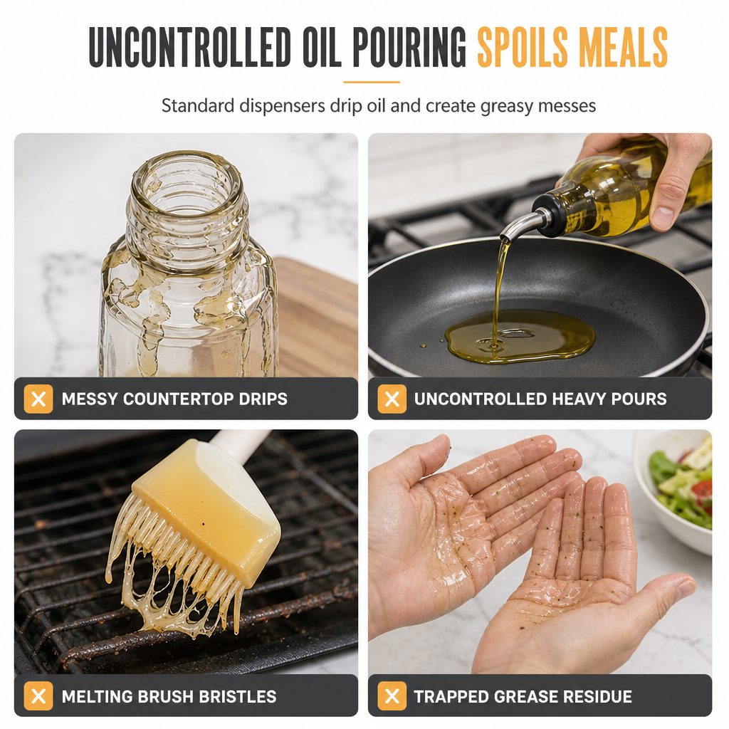 Brush Oil Precisely Instantly! Squeeze Measure Oil Bottle