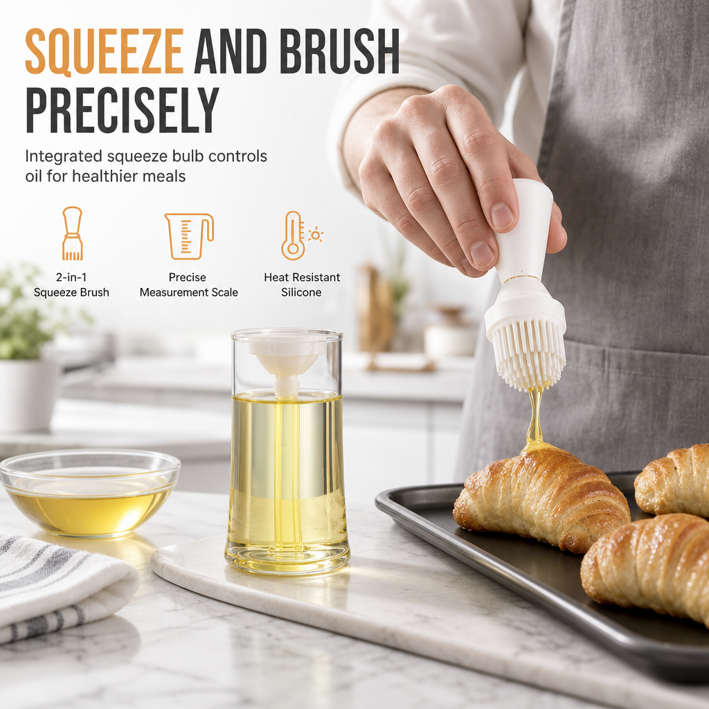 Brush Oil Precisely Instantly! Squeeze Measure Oil Bottle