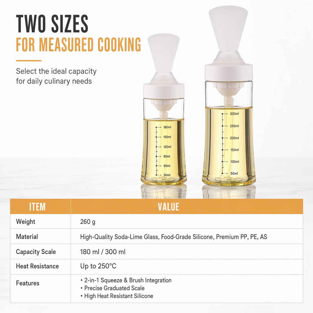 Brush Oil Precisely Instantly! Squeeze Measure Oil Bottle