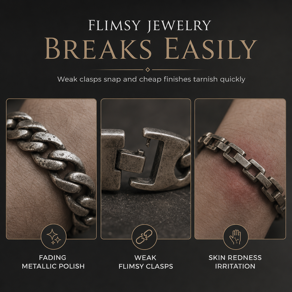 Ditch Flimsy Jewelry Instantly! Heavy Silver Plated Curb Chain Bracelet