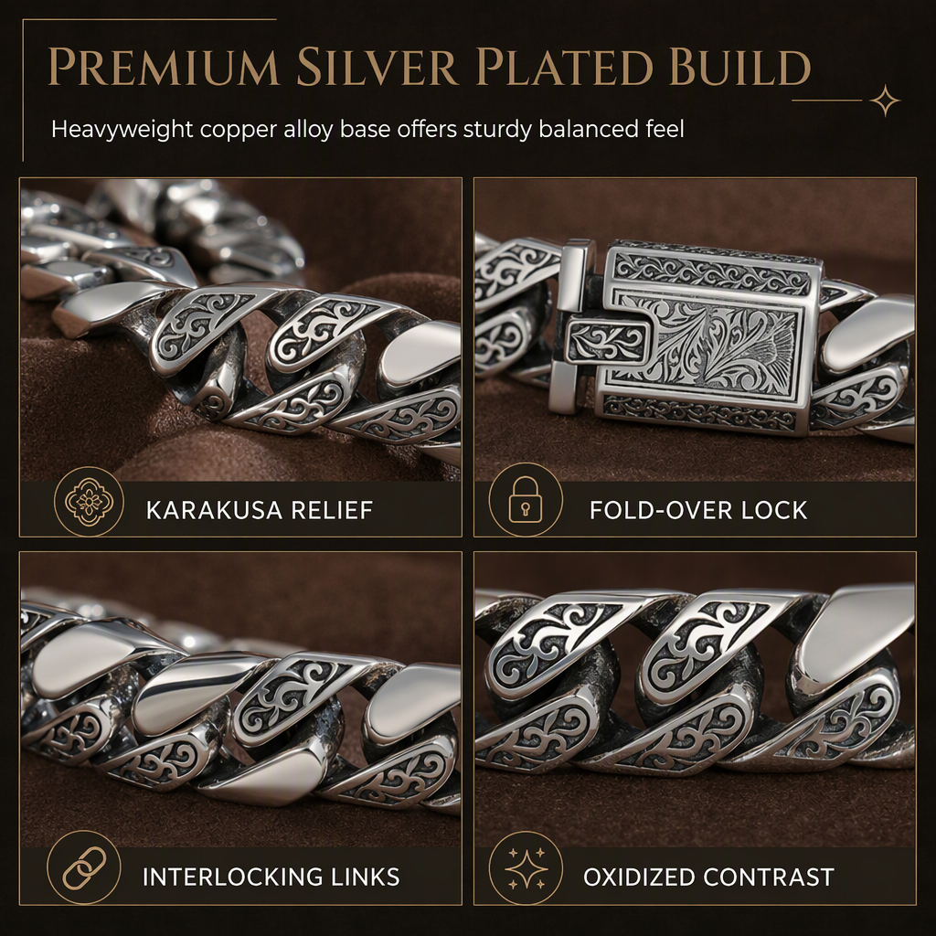 Ditch Flimsy Jewelry Instantly! Heavy Silver Plated Curb Chain Bracelet