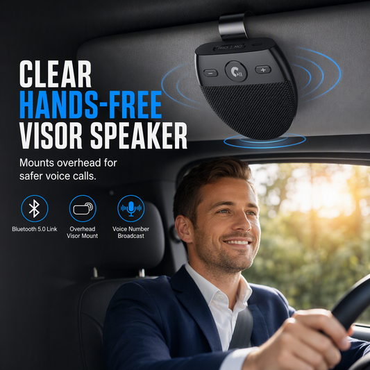 Drive Hands-Free Instantly! Voice-Assisted Car Visor Bluetooth Speaker