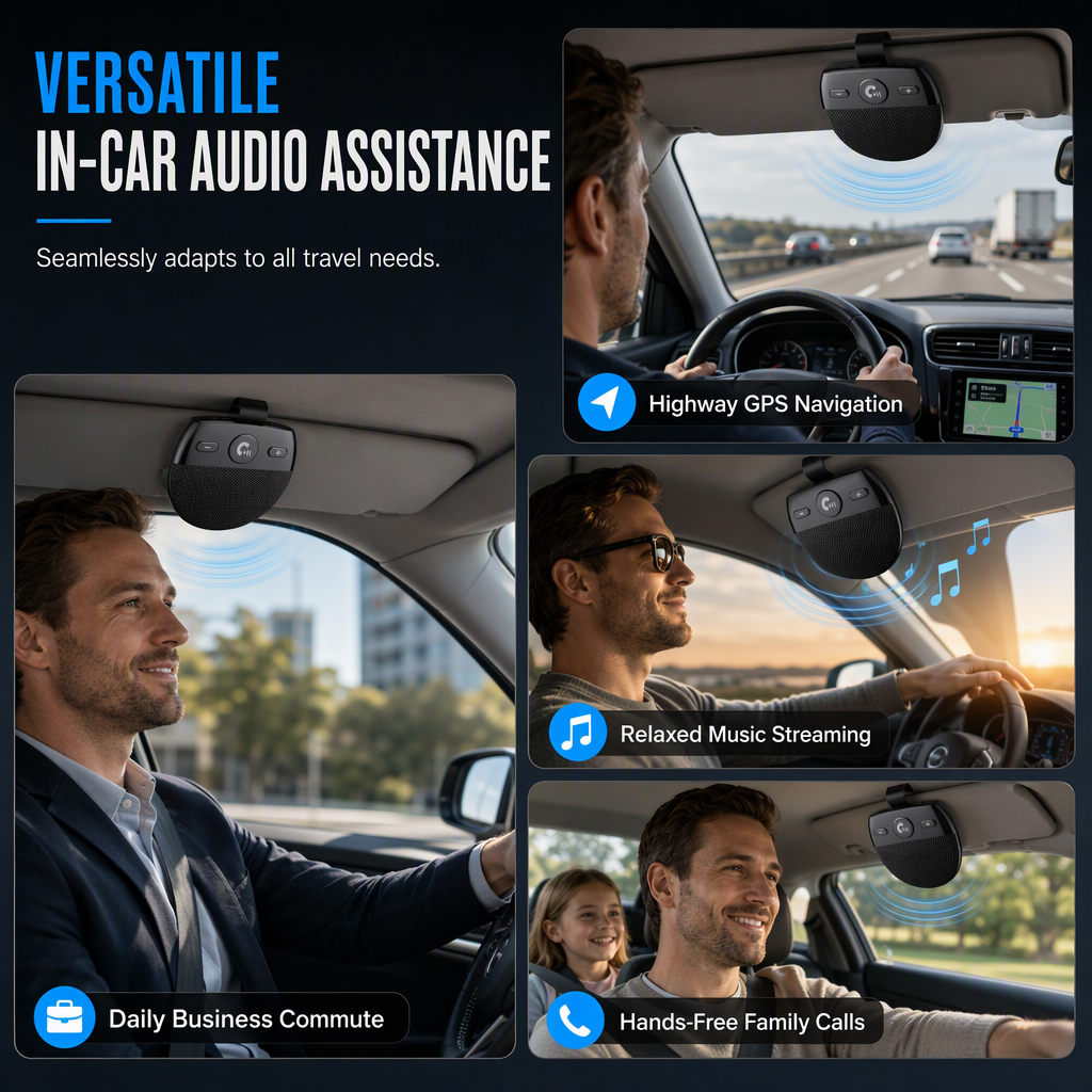Drive Hands-Free Instantly! Voice-Assisted Car Visor Bluetooth Speaker