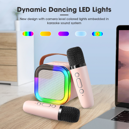Sing Together Instantly! Mini Kids Karaoke Machine with 2 Wireless Mics